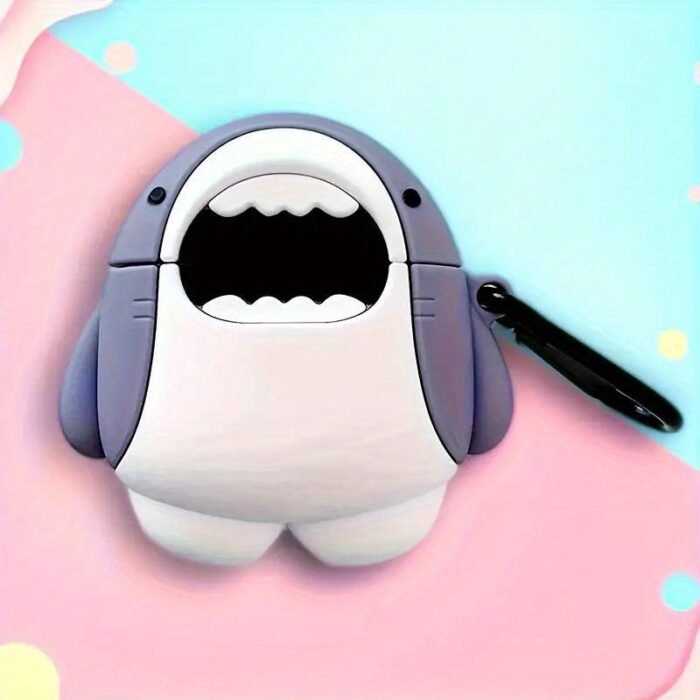 [Cute Shark] 3D cute cartoon shark shape soft silicone wireless earphone case | for Airpods 1/ 2/ 3/ Pro - Image 2
