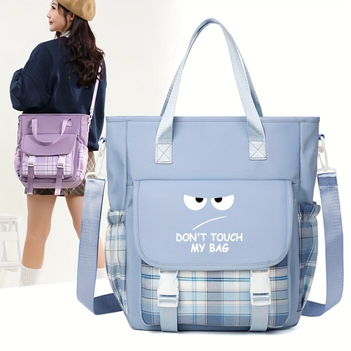 1pc "Don't Touch My Bag" Printed Large Capacity Crossbody Bag - Lightweight, Durable Polyester with Adjustable Strap, Multi-Pocket Design for Daily Use, Travel Shoulder Bag|Playful Graphic Tote|Polyester Lined - Image 2