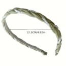 1pc Elegant Twisted Floral Headband with Faux Imitation Pearls - Sweet Style, Non-Slip, Green Ribbon & White Faux Pearl Design, Perfect for Daily Wear or Special Occasions, Daily Headband|Elegant Hair Accessory|Ribbon Headband