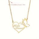 Customized 18K Golden Plated Stainless Steel Heart & Butterfly Necklace, Unisex Vintage Bohemian Style, Perfect for Daily Wear, Work, Dates, Gifts, Valentine's Day, Festivals, Parties