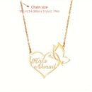 Customized 18K Golden Plated Stainless Steel Heart & Butterfly Necklace, Unisex Vintage Bohemian Style, Perfect for Daily Wear, Work, Dates, Gifts, Valentine's Day, Festivals, Parties