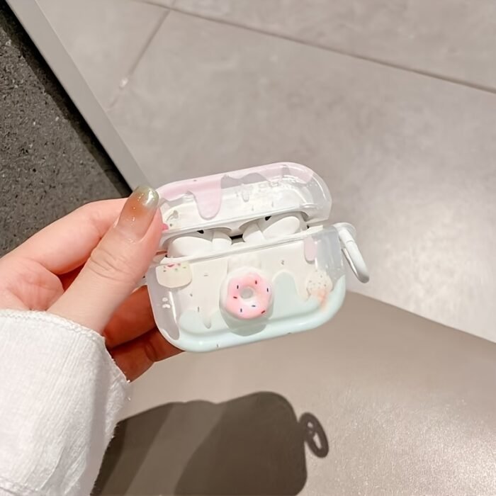Pink donuts suitable for Apple wireless Wireless AirPods Pro 1, 2, 3 earphones silicone protective case for women - Image 5