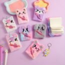 Adorable Mini Notebook with Cute Cat Design - Portable Small Diary with Pen Pocket, Ideal Gift for Students, Polyester Cover, Pink and White, Diary Accessories | Playful Design | Durable Cover