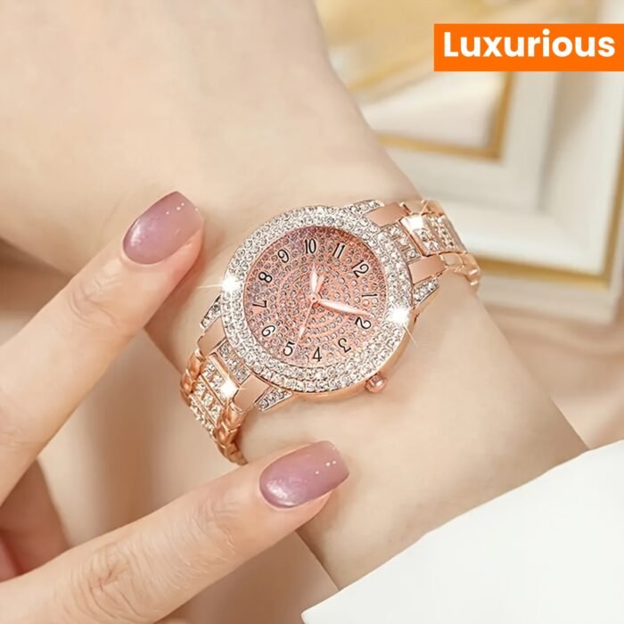 [Single-piece Luxurious Quartz Watch] Luxurious Single-piece Ladies' Fashion Quartz Watch With A Golden Dial And Golden Hands, Perfect For Eid And Mother's Day Gifts. - Image 13