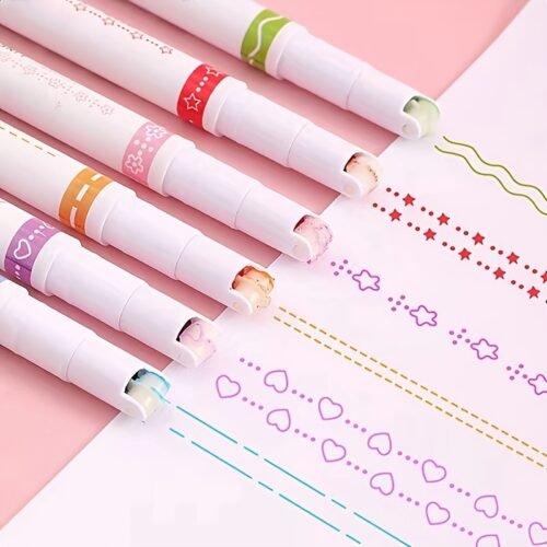 6pcs Floral & Star Design Fine Tip Pens - PVC Material, Assorted Colors for Notes, Marking, and Decoration, Perfect for Office Use, Halloween & Christmas Gifts, Cute Pens