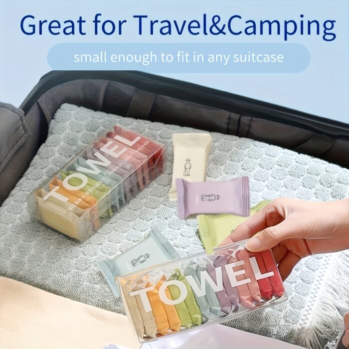 28pcs Portable Compressed Towels - Thick, Quick-Dry, Dual-Use Wet and Dry, Ideal for Travel, Home, and Outdoor Use - Convenient Carry Design, White - Image 3