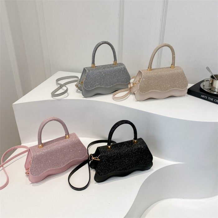 Women's Casual Crossbody Bag - Retro Glitter Synthetic Leather Small Square Purse with Adjustable Strap & Magnetic Closure, Khaki/Mixed/Black/Pink, Versatile for Everyday & Special Occasions, Crossbody Purse, Fashion Accessory, Chic Handbag, Durable Material, Compact Handbag, Stylish Women - Image 3