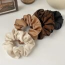 Women’s Soft Satin Hair Scrunchies - Elastic Ponytail Holders in Black, Brown, Beige & Cream, Simple Style Versatile Hair Accessories for Everyday Use, Stylish Ponytail Holders | Minimalist Hair Ties | Satin Fabric Scrunchies, Scrunchies for Hair