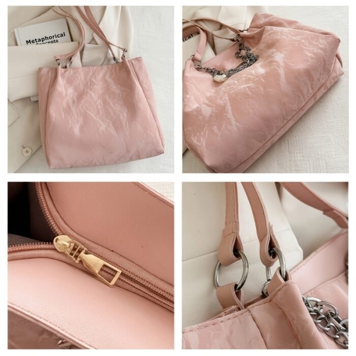 Women's Tote Bag Women's Crossbody Bag 2025 Commuter Large Capacity New Summer Silvery Shoulder Bag - Image 8