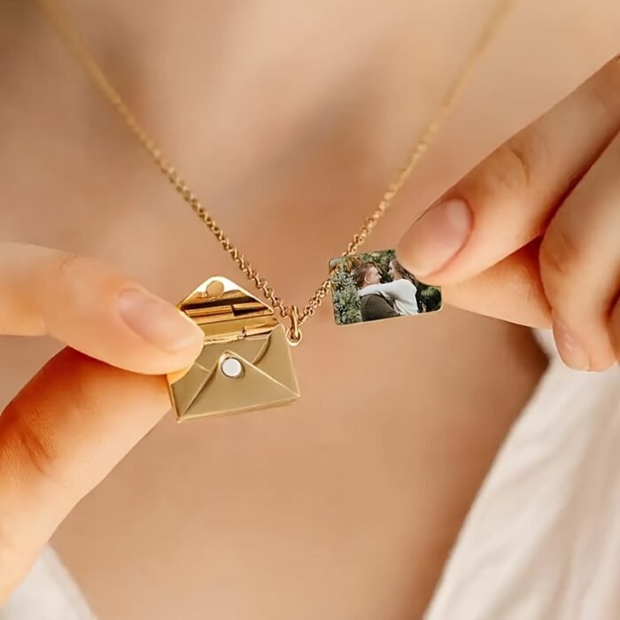 Custom Photo Engraved Necklace for Women - 18K gold plated Plated 201 Stainless Steel Reverse Side Personalized Jewelry with Hidden Photo Storage, Elegant Minimalist Design for Mother’s Day, Birthday & Anniversary Gifts, Custom Necklace, Special Occasion Gift, Sleek Pendant, Highquality Engraving, Romantic Keepsake