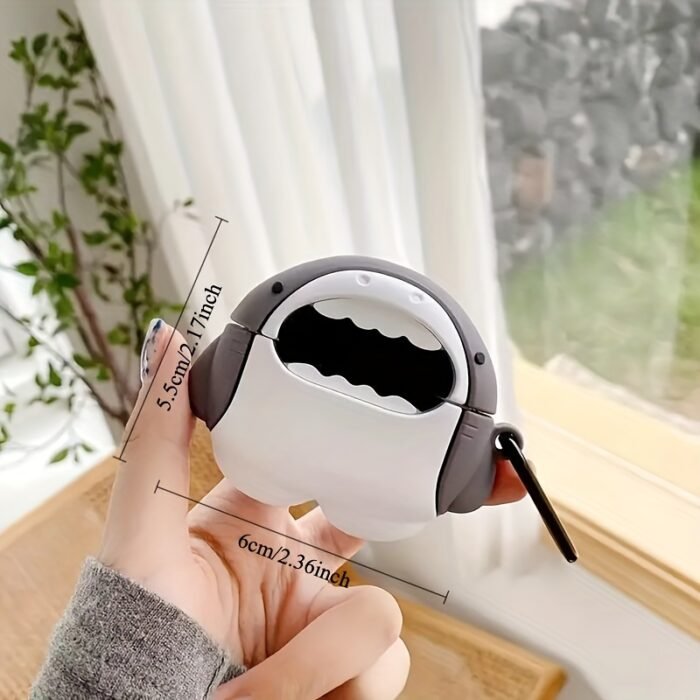 [Cute Shark] 3D cute cartoon shark shape soft silicone wireless earphone case | for Airpods 1/ 2/ 3/ Pro - Image 6
