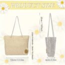 2 Colors Bohemian Woven Tote Bag with Sunflower Accents - Spacious Khaki/White Women'S Shoulder Handbag, Lightweight Stylish Design for Beach Vacation and Casual Outings, Magnetic Closure, Polyester Lined, Fixed Strap, Hand Washable, Beach Bag, Vacation Accessory, Decorative Embellishments, Handwashable Fabric