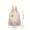 Ethnic-Inspired 3D Floral Embroidery Backpack for Women - Soft Nylon, Casual Style, Utility Pocket, Non, Black, Beige, Blue, Casual Travel Bag|Ethnic Embroidery Bag|Durable Zipper Closure, Backpack