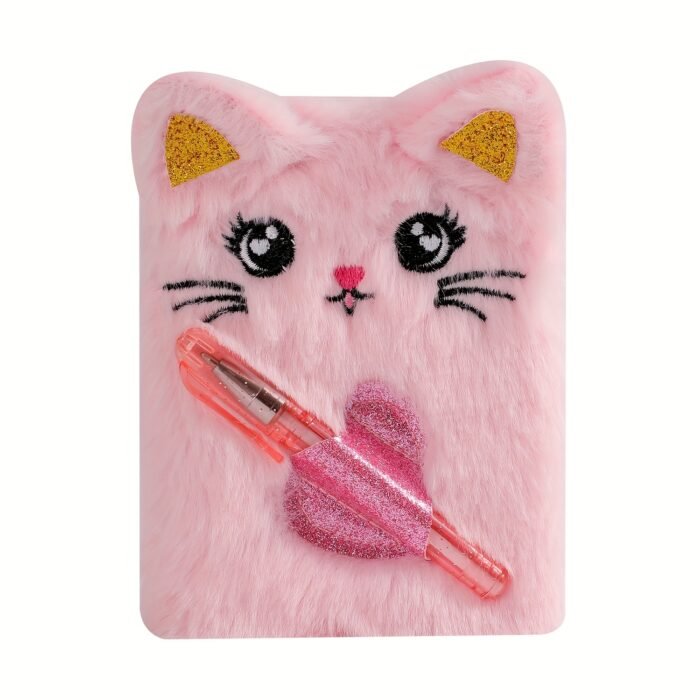 Adorable Mini Notebook with Cute Cat Design - Portable Small Diary with Pen Pocket, Ideal Gift for Students, Polyester Cover, Pink and White, Diary Accessories | Playful Design | Durable Cover - Image 7