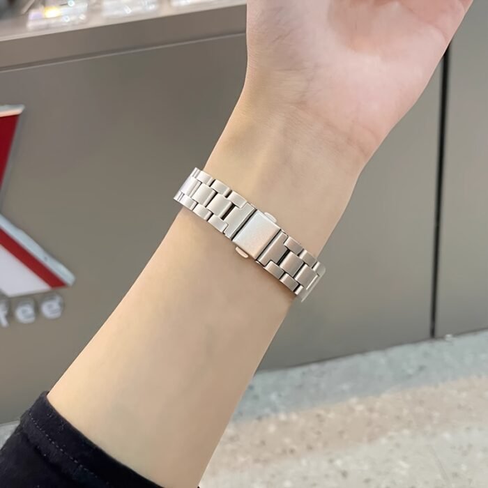 Xiaomi Band Slim Version Three-Steel Band, Suitable for Xiaomi Band 9 and Xiaomi Band 8, NFC Version Compatible, Women'S Fashionable Temperament Watch Strap, Starlight Color/Silvery/Black, Stainless Steel Wristband, Butterfly Buckle Design Watch Strap, Watch Replacement Strap, Fashionable Classic Women'S Watch Strap, with Watch Band Adjustment and Disassembly Too - Image 9