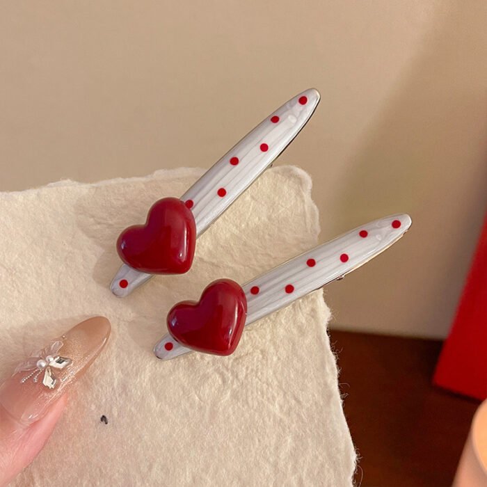 2pcs/4pcs Retro Fashion Heart Polka Dot Hair Clips, Cute Duckbill Clip, Bangs Barrette, High-End Edge Clamps Versatile Accessories for Spring and Summer - Image 13