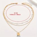 1pc Layered Necklace Simple Round Piece Pendant Necklace Faux Pearl Beaded Necklace Stylish Jewelry