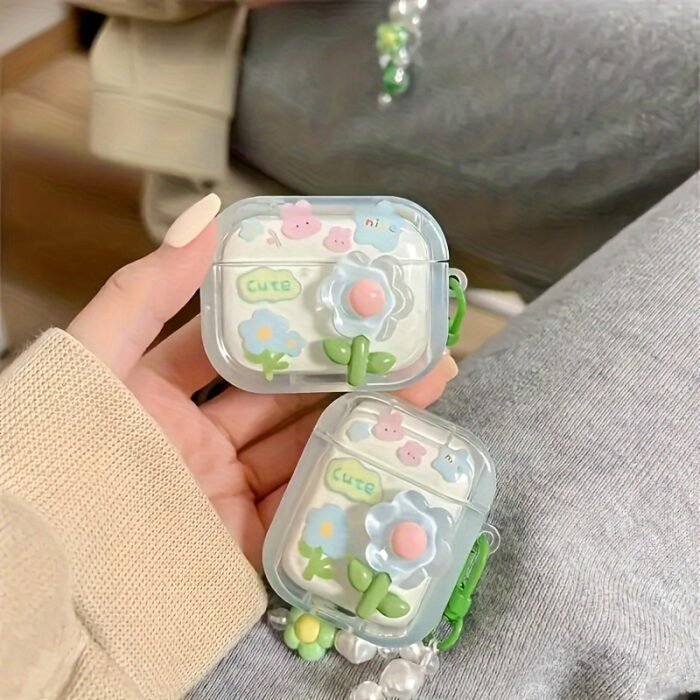 Creative Simple Green Three-Dimensional Flower Ear Case for Iphone Ear Case for Airpods 1/2 Generation Earphone Case New Wireless Earphone Case for Airpods 3/Pro/Pro2 Earphone Case Boyfriend/Girlfriend Gift - Image 5