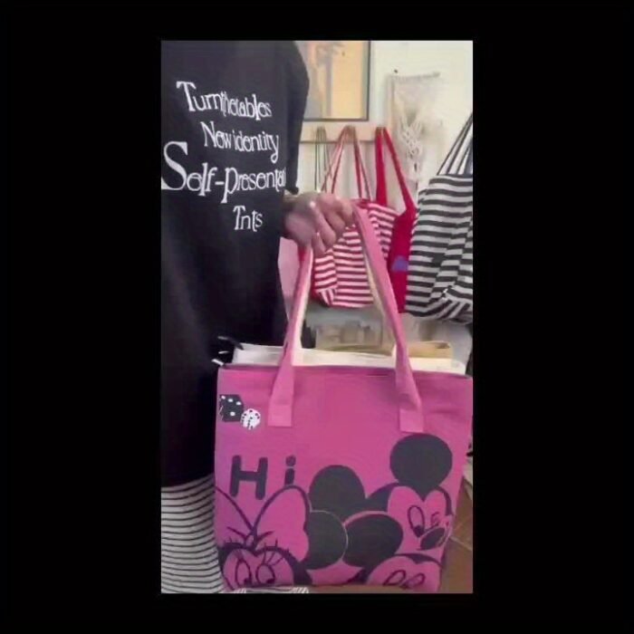 [ Authorized] Disney New 1pc Minnie Cartoon Canvas Bag Ladies Thickened New Large Capacity Handbag Commuting Shoulder Tote - Image 12