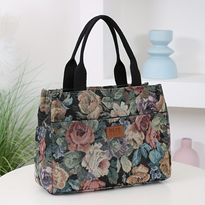 Women's Tote Bag New Product, Thickened Knitted Jacquard Fabric, Tote Bag, Work Portable Shopping Bag, Outing Storage Bag, Women's Bag, Retro, Large Capacity, Ethnic Style, Daily Use, Back-to- Season, Ramadan Festival, Square Bag, hand-carried bag, suitable for and office - Image 5
