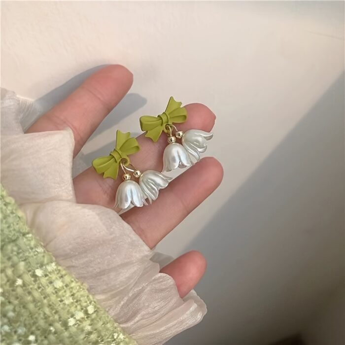 Pair of spring and summer lily of the valley earrings. Colorfast fairy flower bohemian-style earrings, suitable for daily wear, vacation parties, weddings, or as a gift, floral plant-themed earrings, for Teenager - Image 4