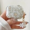 Fashionable White Floral TPU Protective Case - Wireless Earbud Case with Anti-Drop Design, Keychain for Pro 2/1/2/3 Gen, Durable and Cute