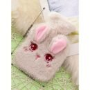 1pc Cute Bunny Plush Hot Water Bottle - Soft Pink & Gray Rabbit Ear Hand Warmer for Winter Comfort, Cozy Fleece Material, Adorable Design for Cold Weather