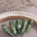 2pcs Golden Glitter Leaf Design Nail Stickers, Self-Adhesive Willow Leaf Pattern for DIY Salon, Women and 'S Nail Art Supplies LS-J