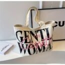 Korean Niche Canvas Bag for Women, New Fashionable Large Capacity Tote Bag with Letter Design, Shoulder Class Ba