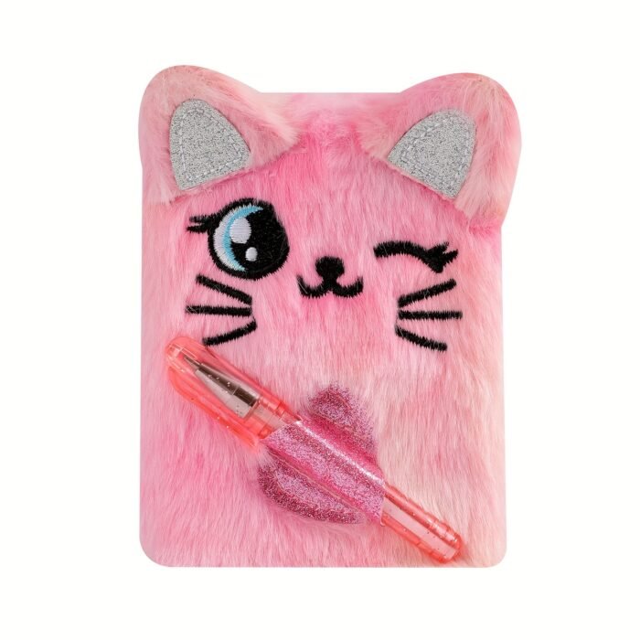 Adorable Mini Notebook with Cute Cat Design - Portable Small Diary with Pen Pocket, Ideal Gift for Students, Polyester Cover, Pink and White, Diary Accessories | Playful Design | Durable Cover - Image 13