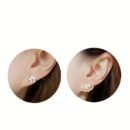 [New Flower Hanging Earrings Studs] Daisy New Korean Fashion Earrings Flower Back Hanging Studs