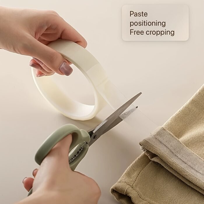 [Adhesive Hem Tape] Double-Sided Adhesive 1 Roll of Convenient Seamless Hem Tape, 196.85 Inches - White, No-Iron for Pants and Clothes Hemming - Image 2