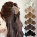 6pcs Women's Style, Multiple Colors, Stylish and Minimalist Medium Flower Shark Clips, Suitable for Daily Use, Gift Hair Accessories
