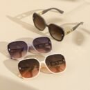 1pc Women'S Chic Rectangle Fashion Glasses with Electroplated + Rhinestone-Embellished Arms, PC Frame & Lens, Decorative Selfie Eyewear with Golden Buckle Detail, Fashion Glasses|Trendy Fashion Glasses|Polycarbonate Frame, Cute Glasses