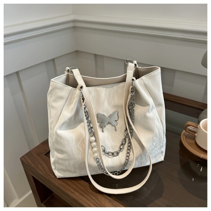 Women's Tote Bag Women's Crossbody Bag 2025 Commuter Large Capacity New Summer Silvery Shoulder Bag - Image 5