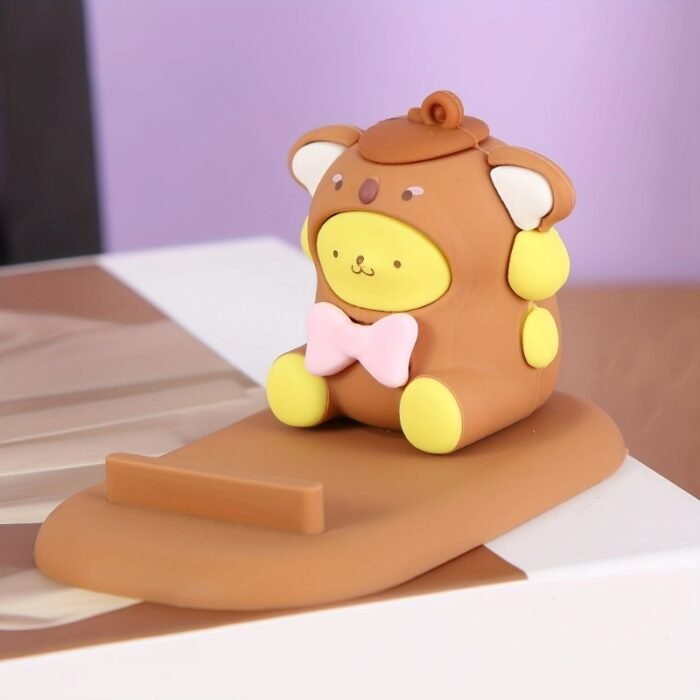 1pc Cute 3D Cartoon Character Phone Stand - PVC, Non-Waterproof, Ideal for Desk & Bedside, Pink Bow Design, Perfect for Mobile Phones, Desk Accessories - Image 8