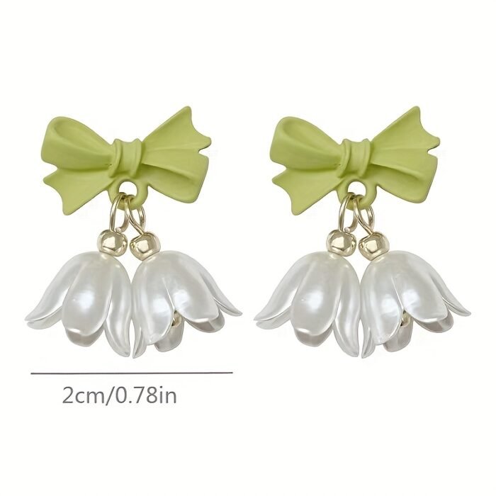 Pair of spring and summer lily of the valley earrings. Colorfast fairy flower bohemian-style earrings, suitable for daily wear, vacation parties, weddings, or as a gift, floral plant-themed earrings, for Teenager - Image 6