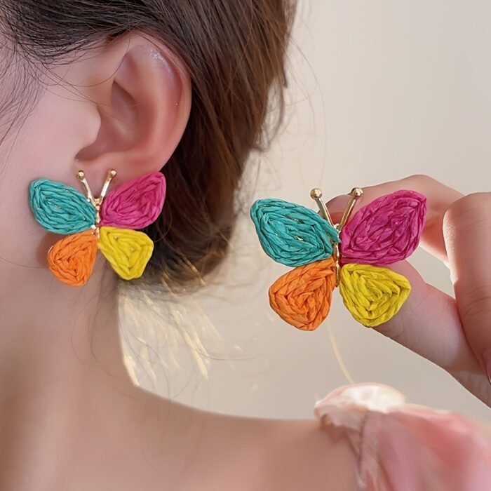 1 Pair Bohemian Colorful Butterfly Earrings for Women, KC Golden-Plated Lightweight Dangle Earrings with Multicolor Gradient Design, Perfect for Daily Wear, Parties, Travel & Gifts for Girlfriend/Mother, Cute Earrings, Party Accessories, Artistic Craftsmanship - Image 4