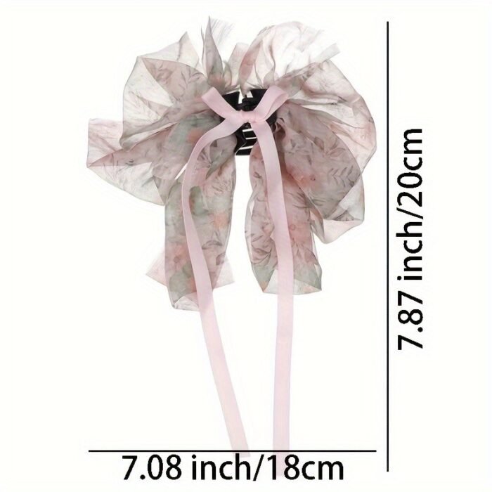 1pc Large Floral Bow Hair Claw Clip - Blue Orange Black White Spring Summer Hair Accessories for Women, Mother’s Day Gift, Party & Everyday Use, Hair Styling Accessories, Elegant Hairpiece - Image 6