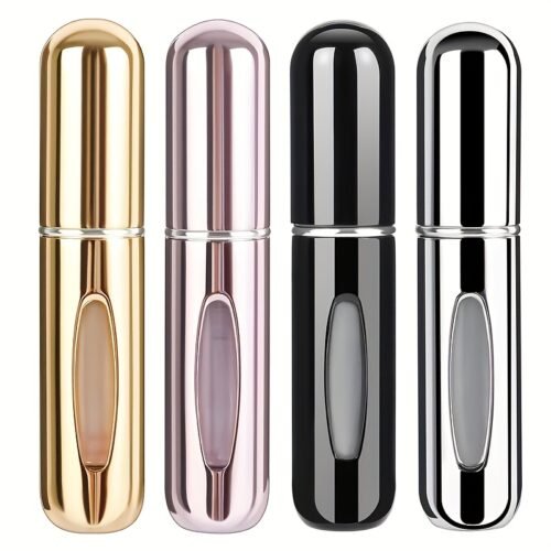 4pcs Portable 0.17oz Perfume Atomizer - Leak-Proof, Ideal for Travel, Refillable Design, Suitable for Perfume, Oil, Cologne, and Liquids, Metal Material, PVC Free, Perfume Atomizer