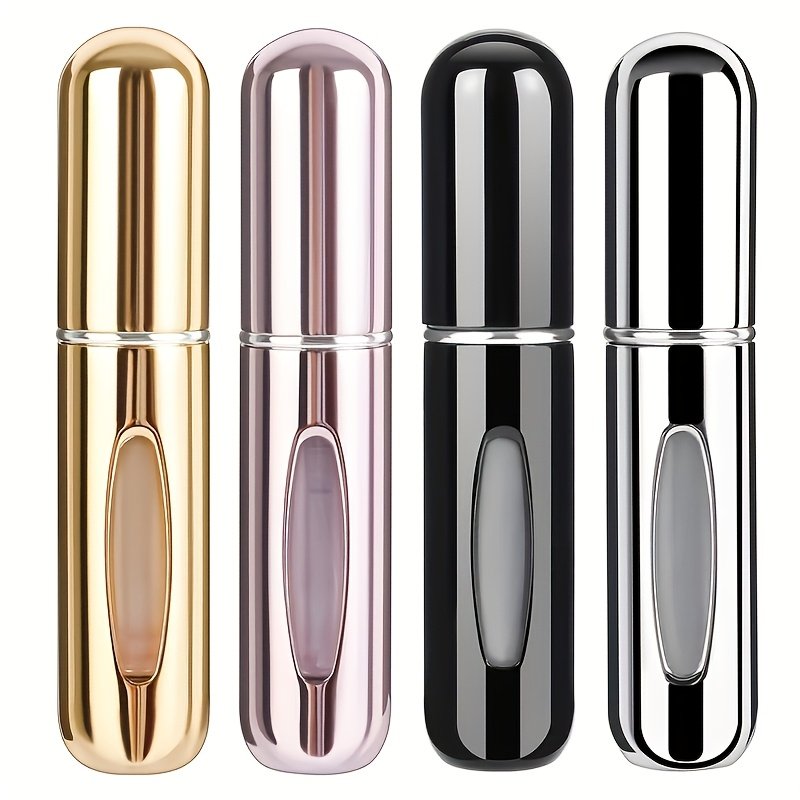 4pcs Portable 0.17oz Perfume Atomizer - Leak-Proof, Ideal for Travel, Refillable Design, Suitable for Perfume, Oil, Cologne, and Liquids, Metal Material, PVC Free, Perfume Atomizer