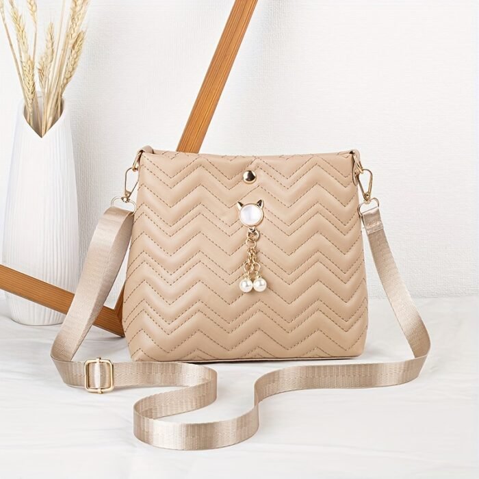 Chic Quilted Bucket Crossbody Bag - Fashionable Mini Purse for Women - Versatile Shoulder Handbag with Stylish Quilting Design - Image 11