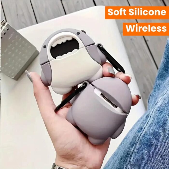 [Cute Shark] 3D cute cartoon shark shape soft silicone wireless earphone case | for Airpods 1/ 2/ 3/ Pro - Image 21