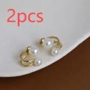 [Elegant Pearl Earrings] Golden-Tone Zinc Alloy Earrings, Elegant Faux Imitation Pearl Stud Earrings | Classic Round White Imitation Pearl, Minimalist Earrings, Versatile Jewelry for Casual Attire and Special Occasions, Seasonal Accessories