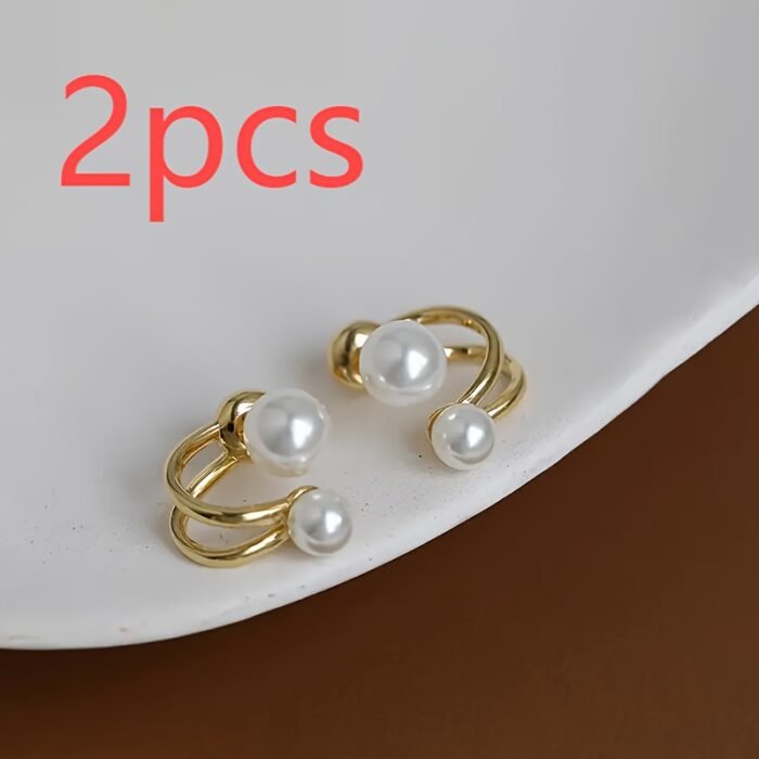 [Elegant Pearl Earrings] Golden-Tone Zinc Alloy Earrings, Elegant Faux Imitation Pearl Stud Earrings | Classic Round White Imitation Pearl, Minimalist Earrings, Versatile Jewelry for Casual Attire and Special Occasions, Seasonal Accessories - Image 5
