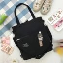 1pc Black and Yellow Canvas Tote Bag with Zipper Closure - Durable, Handwashable Messenger Bag for Students and Casual Use, Features Multiple Pockets and Adjustable Straps, Casual Accessory|Playful Design|Zippered Bag