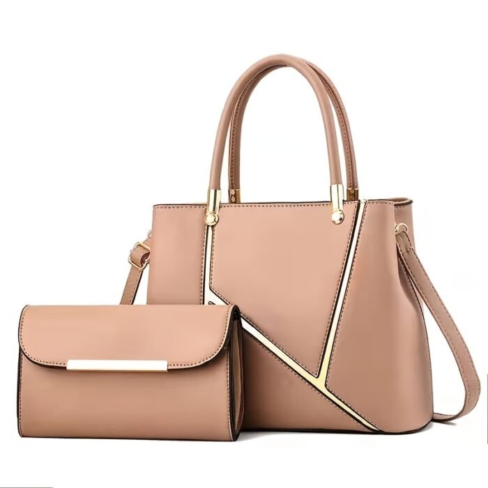 Women's Elegant Geometric Crossbody Bag with Detachable Shoulder Strap & Zipper Closure - Includes Matching Clutch for Daily Use, Work, Formal Events - Korean-Japanese Inspired Design - Image 4