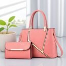Women's Elegant Geometric Crossbody Bag with Detachable Shoulder Strap & Zipper Closure - Includes Matching Clutch for Daily Use, Work, Formal Events - Korean-Japanese Inspired Design