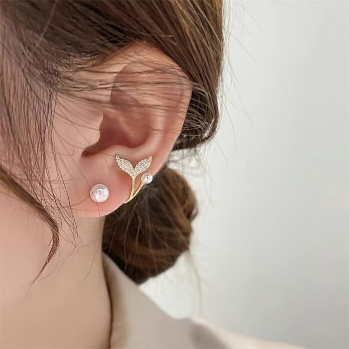 Yi Fish Tail Stud Earrings Everyday Versatile Jewelry - Image 3