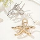 1pc Oversized Metal Starfish Hair Claw Clip - Retro Ocean Style Hair Accessory, Golden-Tone Alloy for Women, Perfect for Beach Vacations & Casual Outfits, Beach Vacation Accessory | Elegant Hair Accessory | Durable Metal Constructio